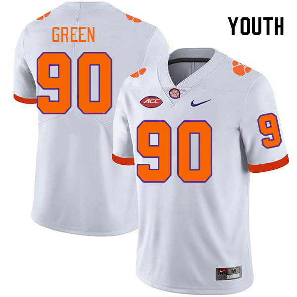 Youth Clemson Tigers Stephiylan Green #90 College White NCAA Authentic Football Stitched Jersey 23FC30IY